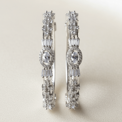 The Diamond-Touch Golden Silver Bangle Pair