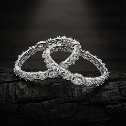 The Diamond-Touch Golden Silver Bangle Pair