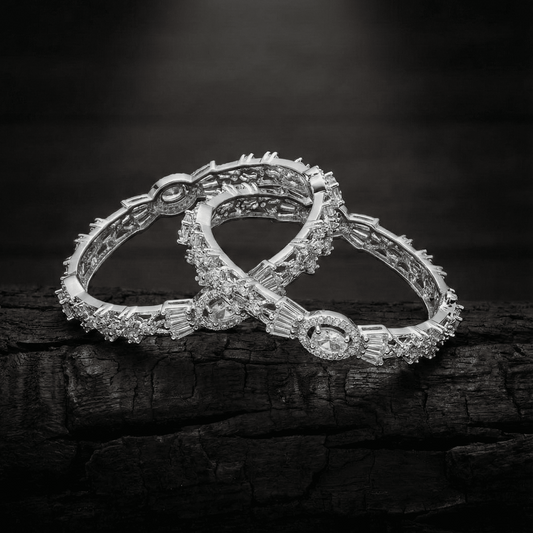 The Diamond-Touch Golden Silver Bangle Pair