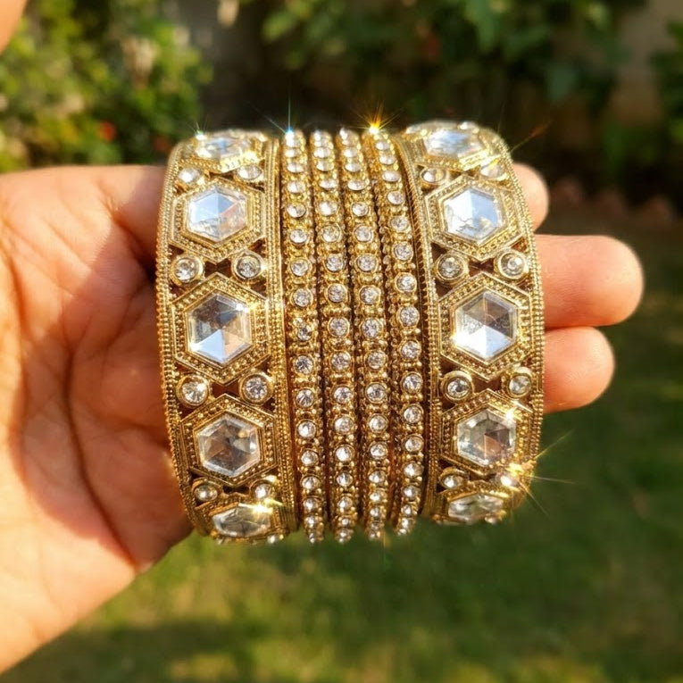 The Royal Hexa-Glow Gold Bangle Set