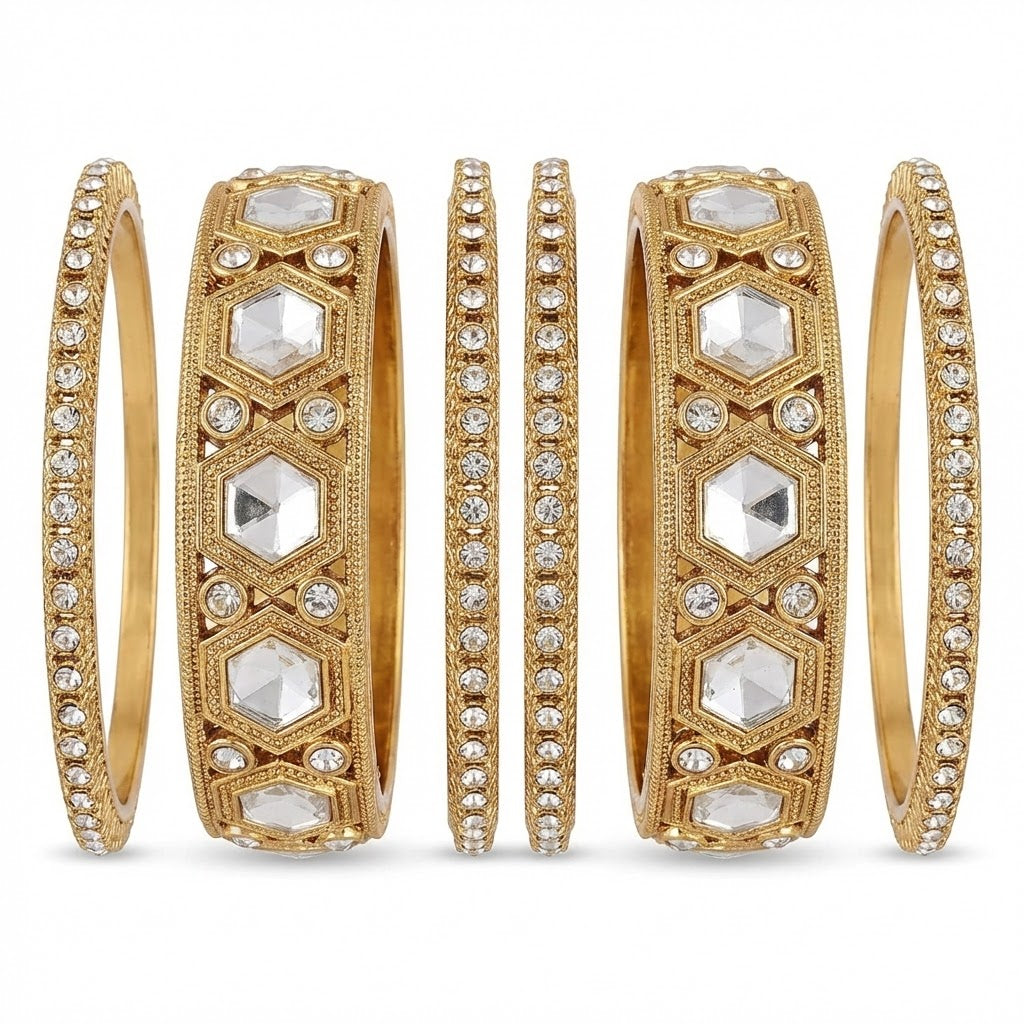 The Royal Hexa-Glow Gold Bangle Set