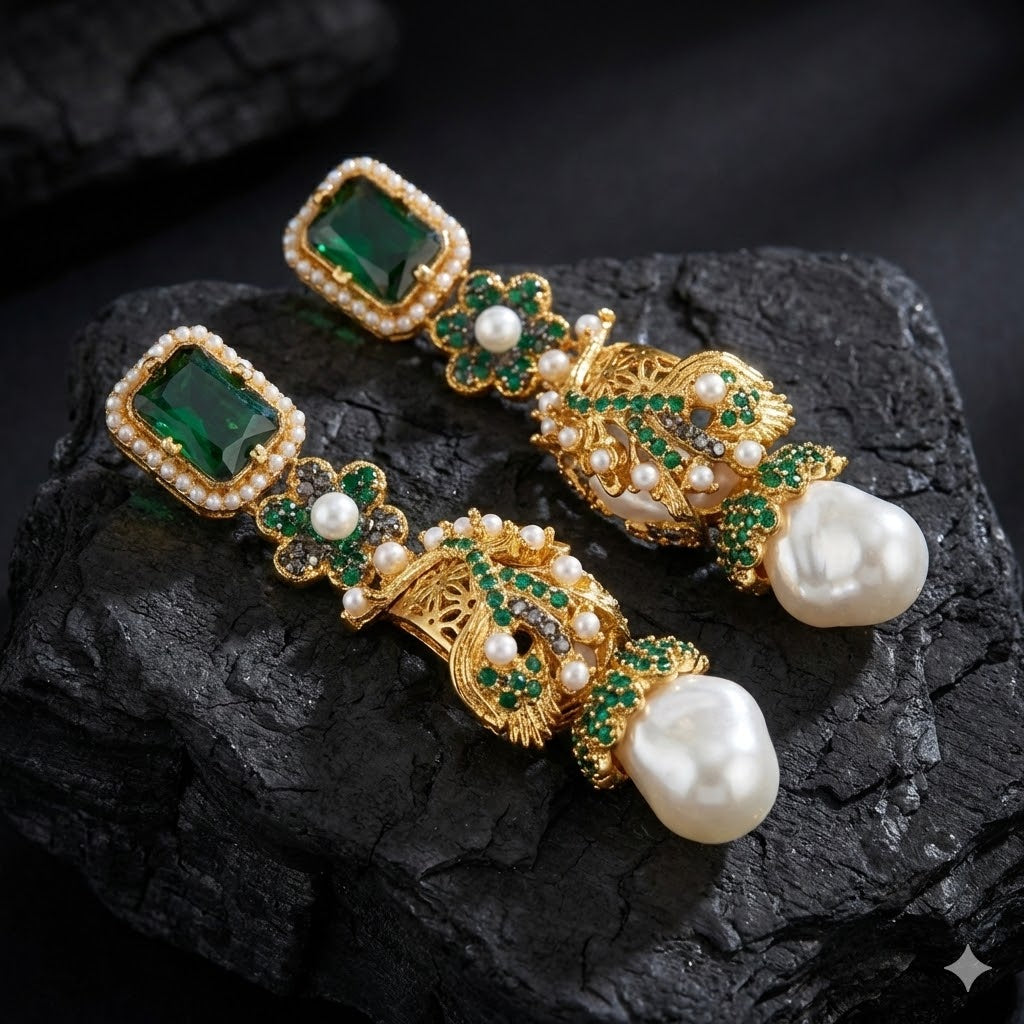 Azure Luxe Baroque Drop Earrings