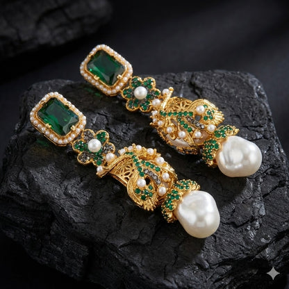 Azure Luxe Baroque Drop Earrings