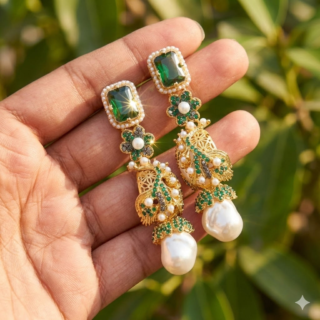 Azure Luxe Baroque Drop Earrings