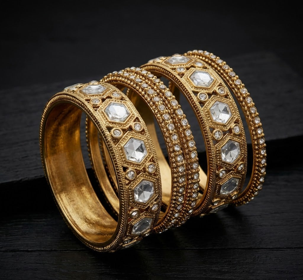 The Royal Hexa-Glow Gold Bangle Set
