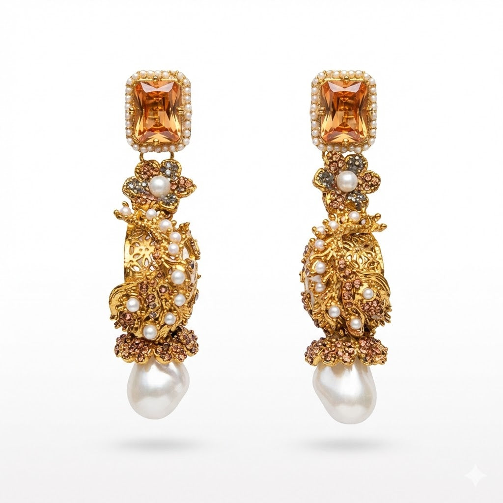 Azure Luxe Baroque Drop Earrings