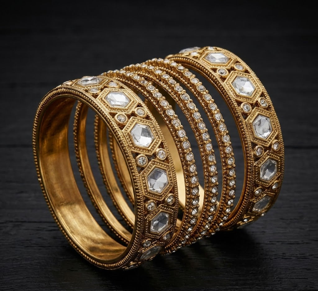 The Royal Hexa-Glow Gold Bangle Set