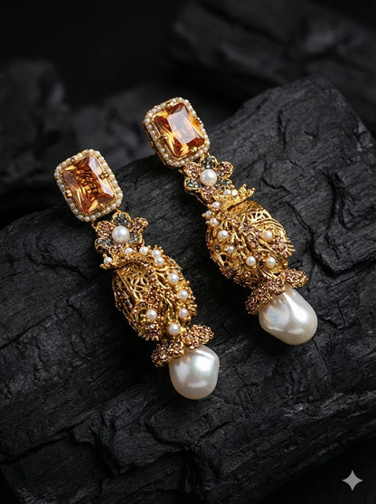 Azure Luxe Baroque Drop Earrings