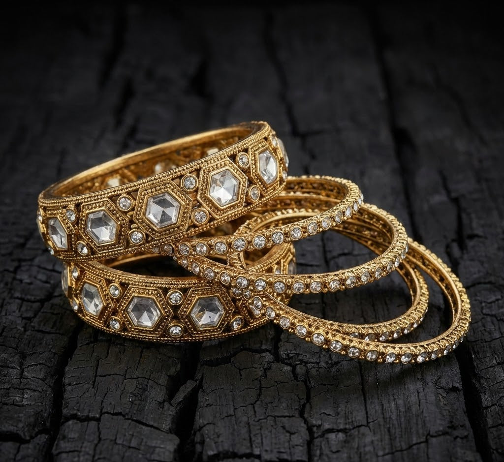 The Royal Hexa-Glow Gold Bangle Set