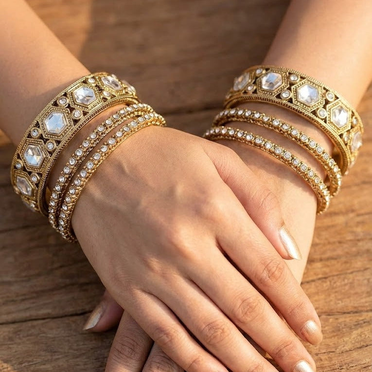 The Royal Hexa-Glow Gold Bangle Set