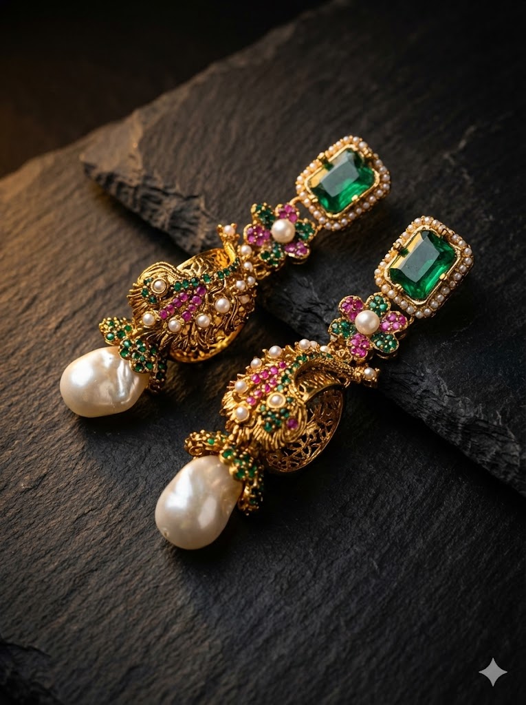 Azure Luxe Baroque Drop Earrings