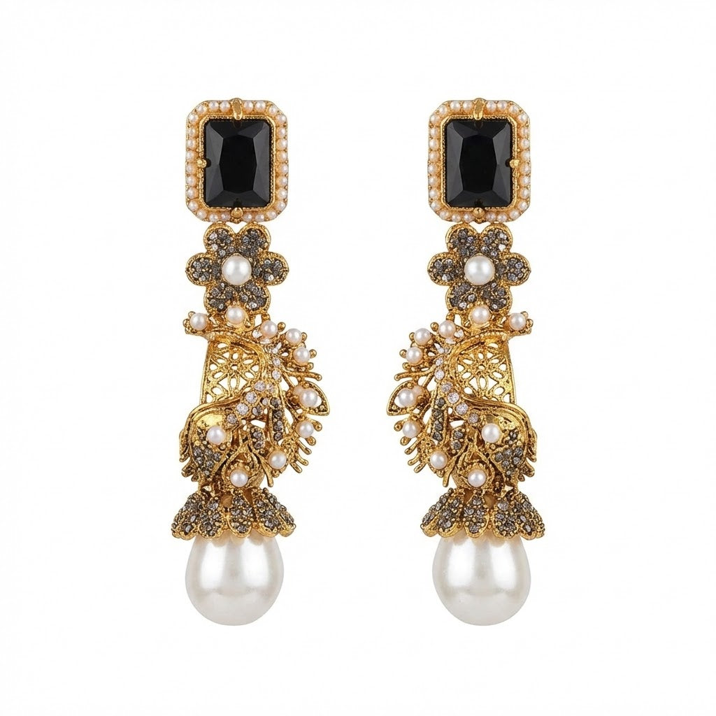 Azure Luxe Baroque Drop Earrings