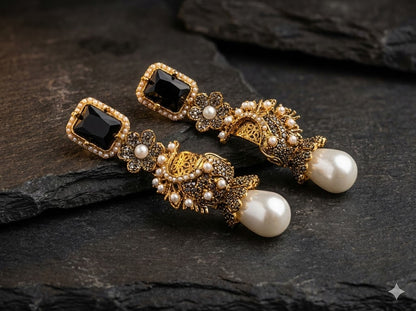 Azure Luxe Baroque Drop Earrings