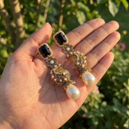 Azure Luxe Baroque Drop Earrings