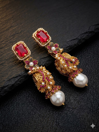 Azure Luxe Baroque Drop Earrings