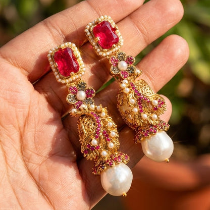 Azure Luxe Baroque Drop Earrings