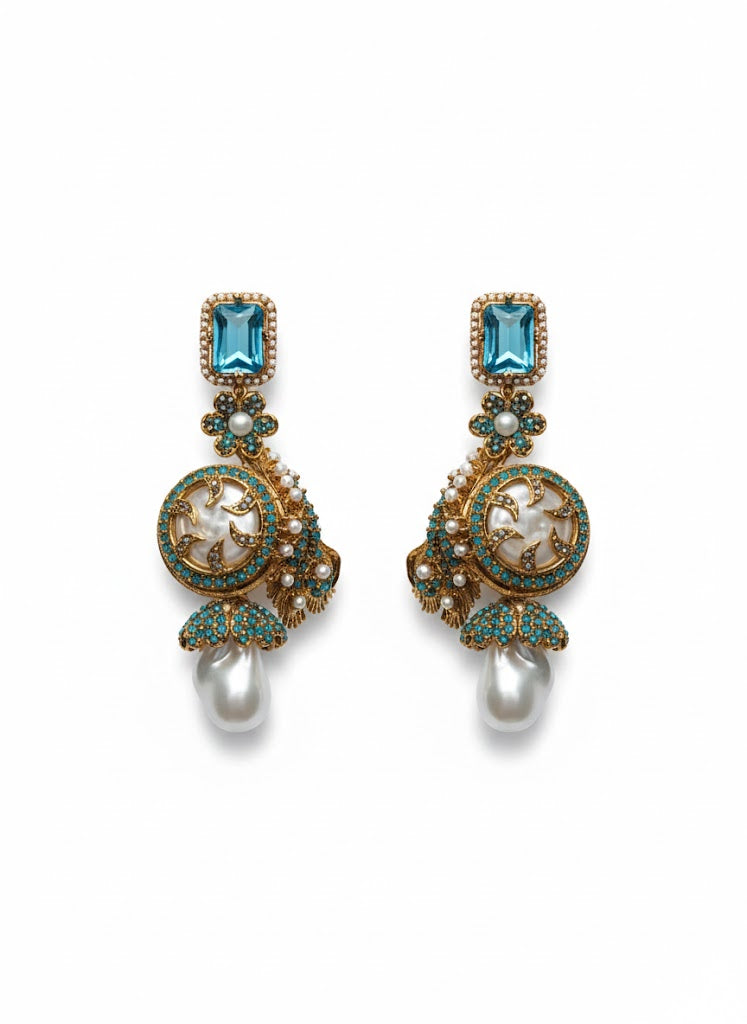 Azure Luxe Baroque Drop Earrings