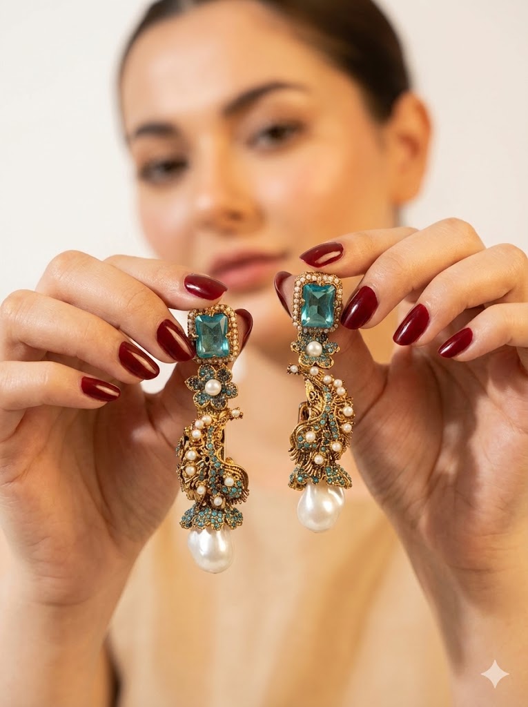 Azure Luxe Baroque Drop Earrings