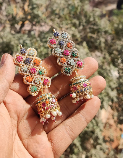 Naurattan Jhumka Pair