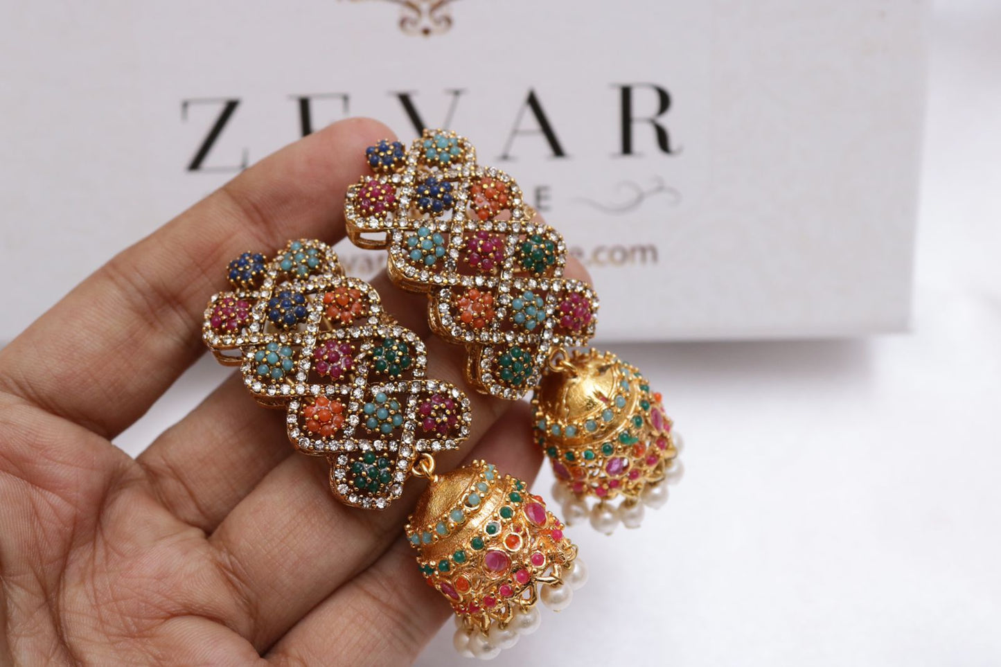 Naurattan Jhumka Pair